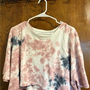 Tie-Dye Women's Top - Pink and Gray